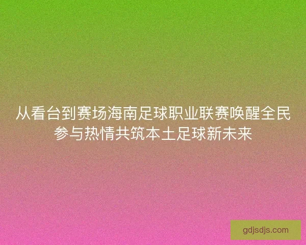从看台到赛场海南足球职业联赛唤醒全民参与热情共筑本土足球新未来