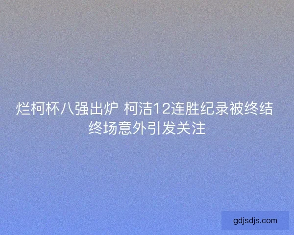 烂柯杯八强出炉 柯洁12连胜纪录被终结 终场意外引发关注 烂柯杯八强出炉 柯洁12连胜纪录被终结 终场意外引发关注